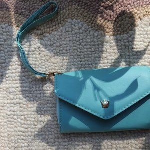 Turquoise and pink wallet